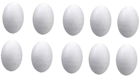 Perfeclan Schaumstoffeier Styropor-Eier unbemalt zum Basteln, weiße Ostereier herstellen, Kunsteier für den Kindergarten, frühkindliche Bildung, 10 Stück 15 cm
