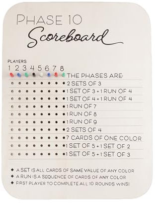 Lerpwige Holz Phase 10 Anzeigetafel Scoring Board Portable Travel Brettspiel Holz Phase 10 Score Board Für Partyfamilien Erwachsene