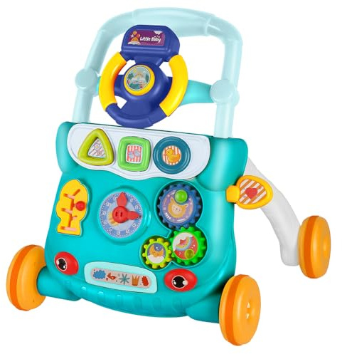 Lauflernhilfe für Babys, Laufwagen, Lauflernhilfe für Babys mit Musik-Player, stoßdämpfendes Rad, Geschenk ab 6 Monaten (36 x 34 x 42 cm, grün)