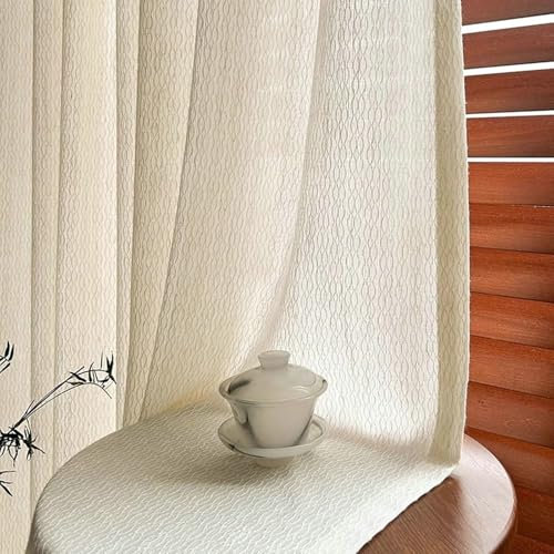 Homxi Vorhang Kinder Halb Blickdicht 2 Panels,2 x 132W x 115H cm,Beige Gardinen Einfarbig Vorhänge Nach Maß mit Ösen