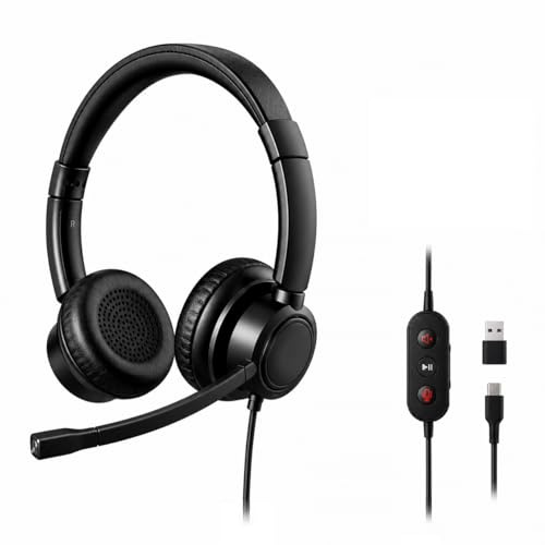 T'nB ACTIV200S - Micro Casque PC, Confort Professionnel | USB-A et USB-C, Micro Ajustable, Commandes Intuitives, Arceau Réglable, Plug & Play, Noir