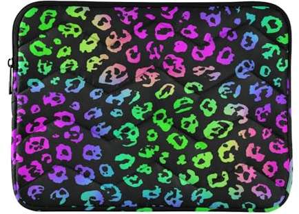 Laptop Sleeve Case 13-14 Inch Soft Lining Sleeve for Laptops Neon Leopard Print for Men Women latitude case M