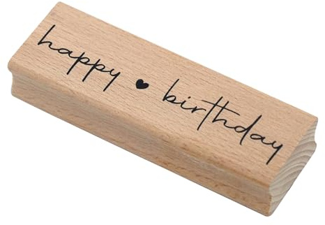 Artoz Stempel – Holzstempel – „Happy Birthday“ – 90 x 30 mm – Motivstempel zum Kartenbasteln für Einladungen, Geburtstag, Grüße