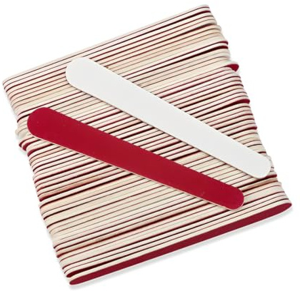 OPVYAEU 100 Pezzi Lime per Unghie Professionali in Legno e Carta Abrasiva - Confezione di lime per manicure da 7.6 x 1.2 cm. Ideali per Tutti i Tipi di Unghie. Doppia Faccia abrasiva