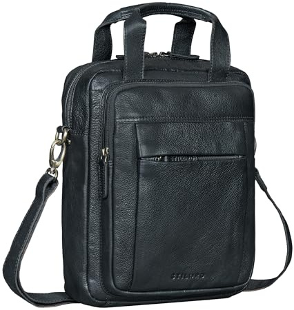 STILORD Eldon Mittelgroße Umhängetasche Herren Leder - Schultertasche Echtleder Crossbody Bag Messenger Bag 13,6 Zoll Ledertasche Herren Männerhandtasche für Alltag, Reisen Farbe:schwarz