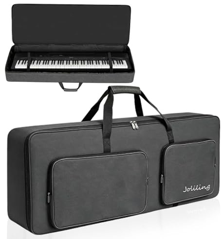 Joliling 76 Key Keyboard Gig Bag, 600D Oxford Portable Electric Piano Case with 10mm Padding, Waterproof Shockproof Keyboard Backpack with Adjustable Shoulder Straps (For 76key-119 * 17 * 50cm)