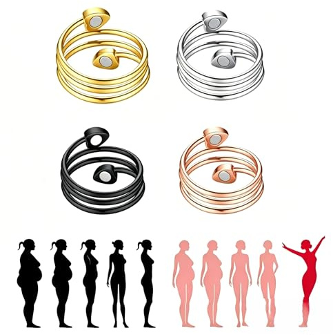 NiceNaiils 4pcs Anillos magnéticos de Cobre Puro Anillos Ajustables para Mujeres y Hombres