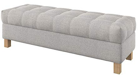 Furninero - Raffinierte gepolsterter Sitzbank Sitzhocker Sitzruhe Betthocker Ottomane, mit Stauraum, Quadratische Beine, 140 cm breit, Naturel Beige Stoff (Licht zu reinigende), Beige