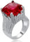 Uloveido Damen rhodiniert vulkanische Flamme Design große rote Anweisung Ring Kissen schneiden Zirkonia Solitaire Verlobungsringe (Größe 54 (17.2))