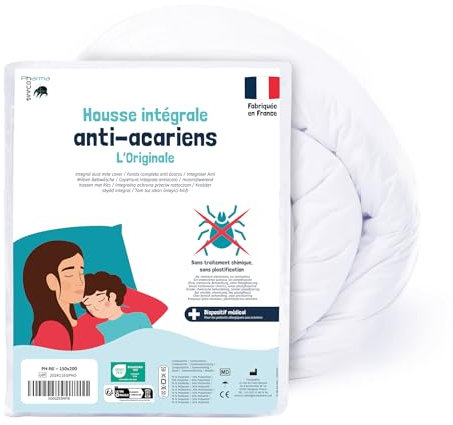 PharmaHousse – Vollständiger milbendichter Deckenbezug – Medizinprodukt – 10 Jahre Garantie – Barrierebezug ohne jegliche Behandlung oder Beschichtung