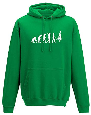 Hoodie Evolution Basketball Dunking Sport Jordan NBA 10 Farben Herren XS - 5XL DBB Alba Brose 46ers Olympia Bulls Celtics Spurs, Größe:L, Farbe:grün - Logo Weiss