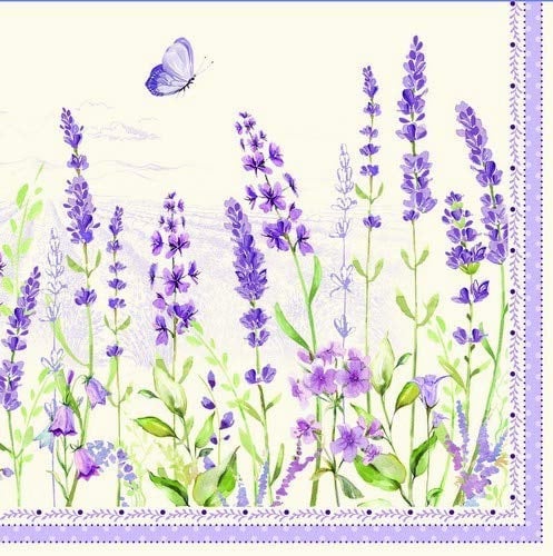 20 Servietten Bildhübsche Lavendelwiese als Tischdeko für den Sommer 33x33cm