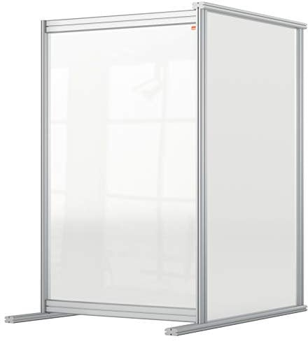 Nobo durchsichtige Schreibtisch-Trennwand aus Acryl, Freistehende Schutztrennwand, Hygieneschutz, Premium Plus, 600x1000 mm, 1915498