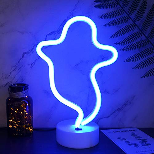 YIVIYAR Ghost Neon Lights - Night Light LED Sign USB/Battery Powered Ghost Decor for Halloween Party & Office/Home Decor