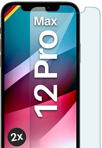 moex Cristal Templado Transparente Compatible con Apple iPhone 12 Pro MAX, película Protectora de Pantalla inastillable, blindada, 2 Piezas