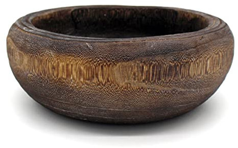 CVHOMEDECO. Primitives Solid Wood Functional and Collectible Bowl Vintage Round Hand Carved Wooden Bowl Rustic Treenware Artworks for Serving Nuts Snacks Fruits or Accent Decor, 9 Inch