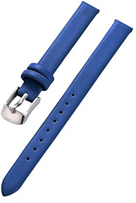 Armband Rindsleder Echtes Leder 8-22mm Glatt Damen Herren Uhrenarmband mit Werkzeug, Blaues Silber, 10mm