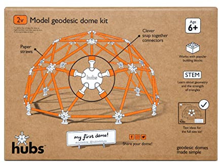 hubs - Kit de construction de dôme géodésique | 6+ | STEM - ingénierie - éducatif - construction - bricolage - architecture - géométrie - Buckminster Fuller | Fonctionne avec Lego pour jeu créatif |