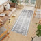 TAPISO Boho Teppich Läufer Kurzflor Shaggy Grau Creme Ethno Pfeile Muster Fransen Schlafzimmer Wohnzimmer Design Modern 100 x 400 cm