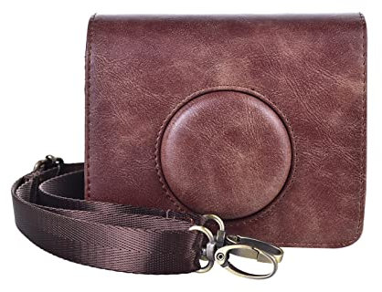 MUZIRI KINOKOO Fuji Mini EVO Case PU Leather Compatible for Fuji Mini EVO Camera Protective Case Cover Camera Bag with Adjustable Shoulder Strap Coffee
