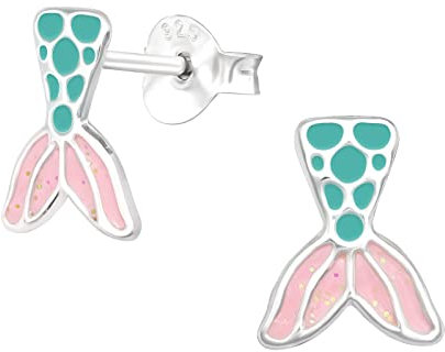 Laimons Mädchen Kids Kinder-Ohrstecker Ohrringe Meerjungfrau Flosse 9mm Rosa Türkis Mint aus Sterling Silber 925