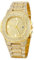 JewelryWe Uhren Damen Herren Analog Quarz Armbanduhr Elegant Quadrat Glitzer Strass Beiläufige Uhr mit Metall-Armband und Uhrenwerkzeug Gold