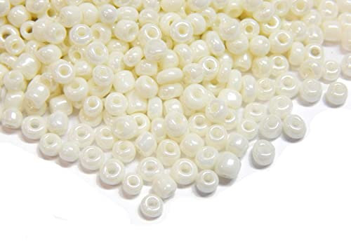 Perlin Rocailles Glasperlen Indianerperlen Saatperlen Pony Perlen 2mm Opak, Matt, 11/0 Opak gelüstert, Opaque Seed Beads 6500 Stk (Beige)