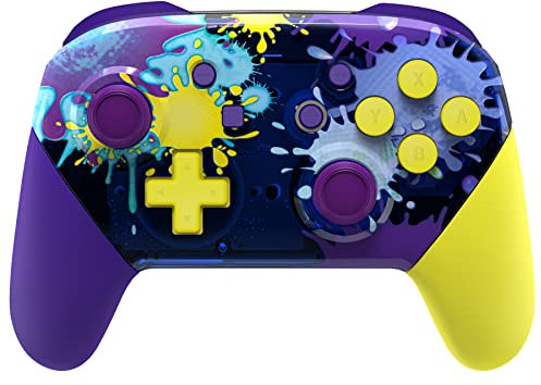 eXtremeRate Carcasa Agarre para Nintendo Switch Pro Funda Tacto Suave Grip Shell con Botones D-Pad ABXY Repuesto Reemplazable para Nintendo Switch Pro Control-No Incluye Mando(Pintura Salpicada)