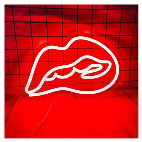 ERNP LED Neon Sign Custom Led Red Lips Neon Signs Lights Art Decorative Lights,Waterproof Flex Acrylic Wall Hanging Home Decoration Neon Bar Lights (Color : Waterproof, Size : 60X43CM)