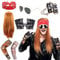 Rocker Outfit herren, 6pcs Herren Kostüm Rock Star 70er 80er 90er Jahre, Herren Rockstar Kostüm mit Armband Kopftuch Sonnenbrille Handschuhe Geblümte Arme Disco Rockstar Perücke für Männer Frauen