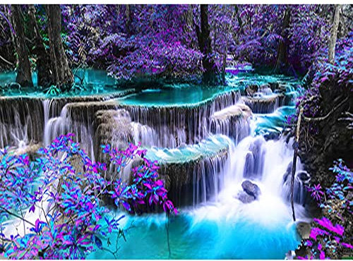 QENSPE Diamond Painting Wasserfall Diamant Painting Bilder 5D Diamond Painting Erwachsene Wald Landschaft Full Diamant Bilder Kinder Bilder Malerei DIY Kreuzstich Bilder Home Wand Dekor 40x30cm