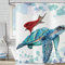 Hnmdmyi Rideau de Douche Drôle 180x180, Chat Rideau de Douche Turquoise Tortue de mer océan sous-Marin Rideau de Baignoire Enfants imperméable Tissu Polyester Lavable Rideau de Bain avec Crochet