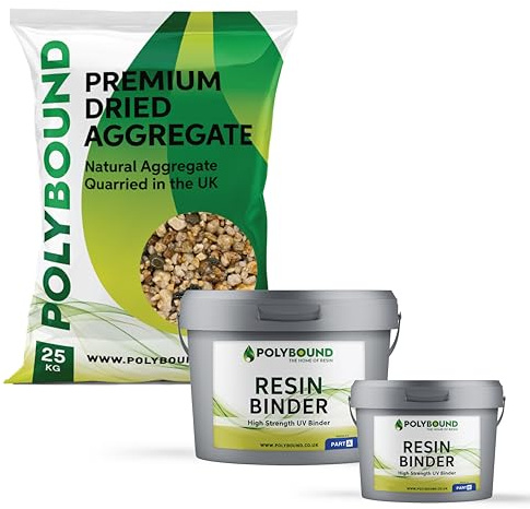 POLYBOUND - UV Resin Bound Driveway Kit - Patio and Driveway Use - Easy Install - Pebble Beach - 4x25KG Aggregate and 2-Part Binder - 4 sqm