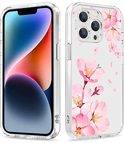 Galafu Case for iPhone 11 Pro, Clear Anti-Scratch TPU Silicone Slim Cover for Girls and Women, Transparent Cute Soft Bumper Shockproof Protective Cover for iPhone 11 Pro (5.8 inch), Pink Flower -3