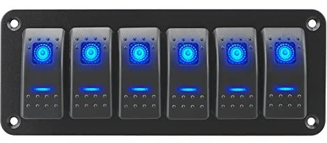 Riloer Pannello interruttore combinato a 3/4/5/6/8 gang, 12 V/24 V, pannello interruttore a levetta modificato con luce LED, universale, per barche, auto, camper, roulotte