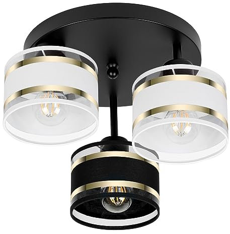 alfalux Deckenlampe Mit 3 Lampenschirmen Moderne LED Deckenleuchte Leuchte Lampe Wohnzimmerlampe Schlafzimmerlampe Kinderzimmer Wohnzimmer Schlafzimmer Badezimmer Küche Deckenleuchten TI-3030SC-WESCWE