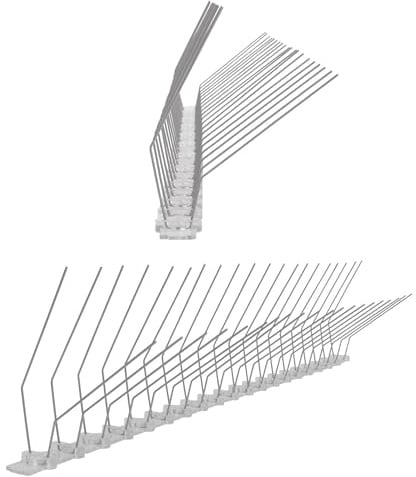 1 Meter (2 x 0,5m) Taubenspikes Dachrinne 2-reihig auf Polycarbonat - hochwertige Lösung für Vogelabwehr Taubenabwehr Spikes