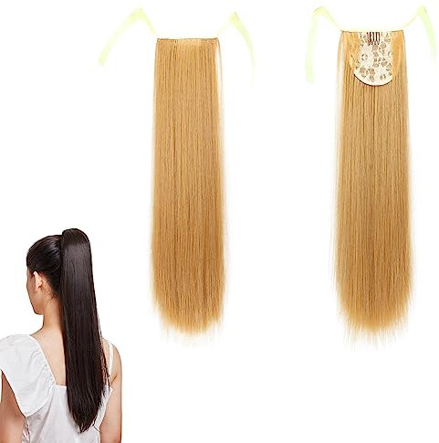 prinfantasy Langhaarperücke Damen Clip-In Hair Extensions Haarverlängerungen & Perücken Lang Glatt Pferdeschwanz Verlängerung Kunsthaar Haarverlängerung Haarteil für Frauen MW040