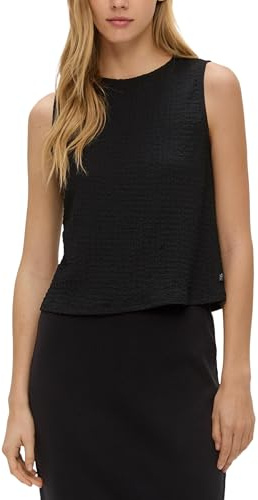 QS Damen 2144059 Top aus Jaquard, Schwarz, XXL