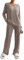 SotRong Ribbed Loungewear Sets for Women Loose Fit Pyjama Sets Casual Track Suits Ladies Activewear Sets Plain T Shirt Elastic Waist Wide Leg Trousers Khaki 2XL