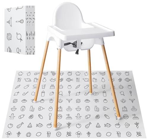 Resholder 40 Pcs 28 x 47 Disposable Splat Mat for Under High Chair Baby Floor Mats Waterproof Splash Biodegradable Multipurpose for Baby Activity LED Weaning Supplies Home (Food)