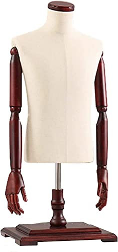 Schaufensterpuppe für den Oberkörper des Mannes, Ausstellungsmodell für Herrenbekleidung, höhenverstellbare Schaufensterpuppe mit Holzsockel und Armen für einfache Installation (Farbe: quadratis
