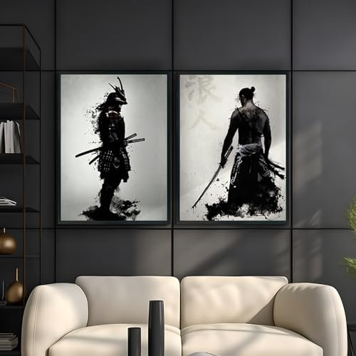 KAIDAARTLH Samouraï Japonais Tableau sur Toile, Tableaux Modernes Personnage, Impressions sur Toile, Peintures Modernes Salon Chambre à Coucher, Sans cadre(A,2x50x70cm)