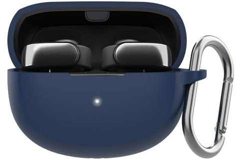 AHASTYLE Silicone Case for New Bose Ultra Open Earbuds (2024) [Added Metal Carabiner] Shockproof Full Protective Skin Case Cover Compatible with New Bose Ultra Open Earbuds 2024 (Deep Blue)