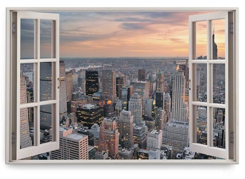 Paul Sinus Wandbild 120x80cm Fensterbild New York Hochhäuser Manhattan Megacity
