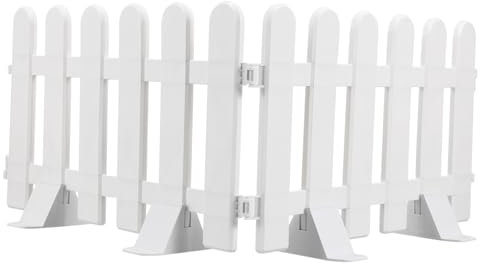Happyyami 2 Pièces Clôture De Jardin avec Bases Clôture en Plastique Blanc Bordures De Clôture De Jardin Parterres De Fleurs De Pelouse Bordures De Plantes Portes D'allée De Jardin pour