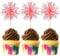 Gyufise 20Pcs Foil Firework Cupcake Toppers Sparkle Tinsel Cake Toppers Tinsel Drink Cake Decoration Cocktail Picks for Birthday Wedding Graduation Party Supplies Laser Orange