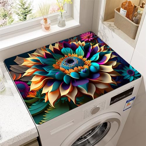 Anti-Slip Washer Or Dryer Top Mat Covers 23.6 x 19.6 Inch Kitchen Dish Drying Mat Bohemian Mandala Pattern Protector Covers Washing Machine Top Protector Dust-Proof Cover (Styles 1)