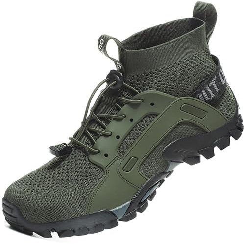 VTASQ Scarpe da Trekking Uomo Scarpe da Trail Running Traspiranti Passeggiate Stivali per Antiscivolo Sportive All'aperto Donna Scarpe da Escursionismo Leggero Tennis Sportiva Verde 45 EU