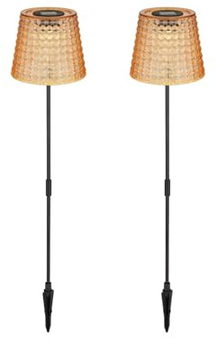 Globo 2er Set Solar Erdspießleuchten Bernsteinfarbig, Höhe 60cm